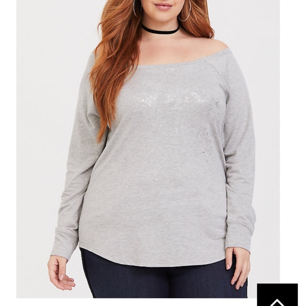 Torrid grey/silver off-shoulder top plus size 5x